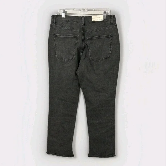 Warp + Weft Straight High Rise Women's Jeans Size 14/32 Charcoal Wash Split Hem - Picture 4 of 6